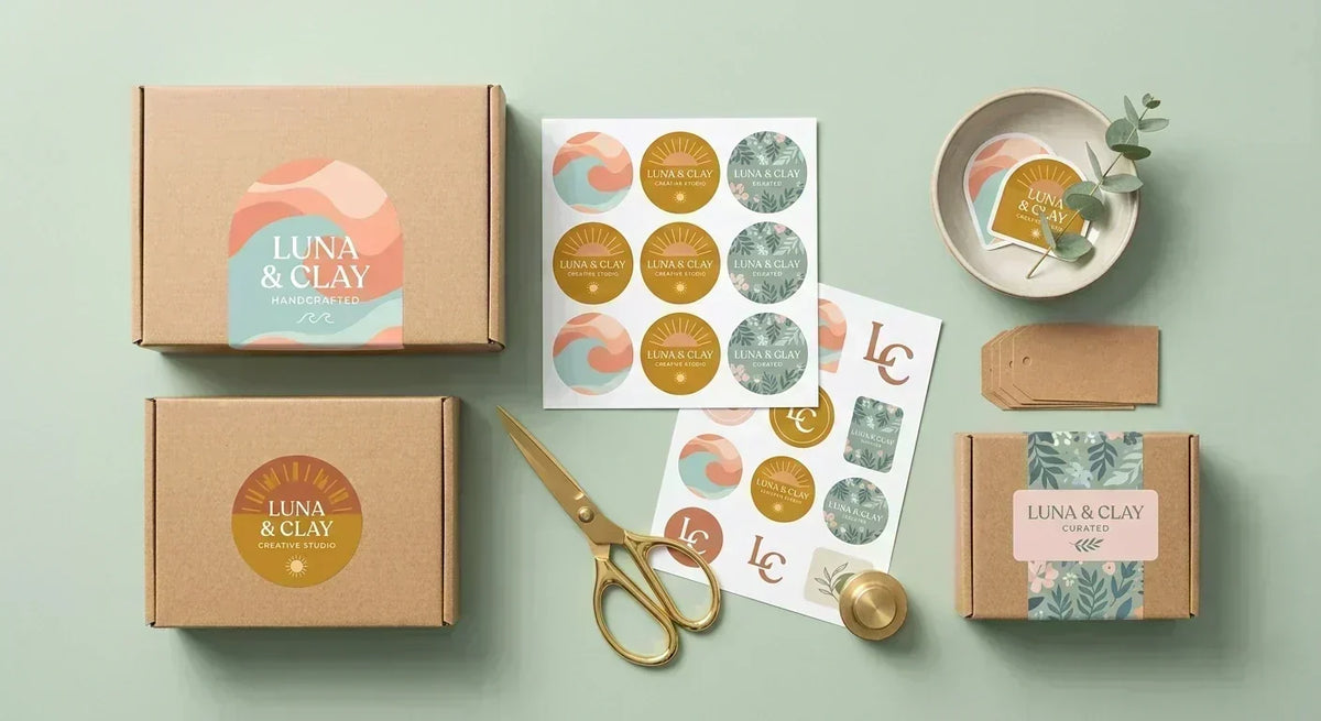 custom packaging stickers on kraft boxes for ecommerce branding