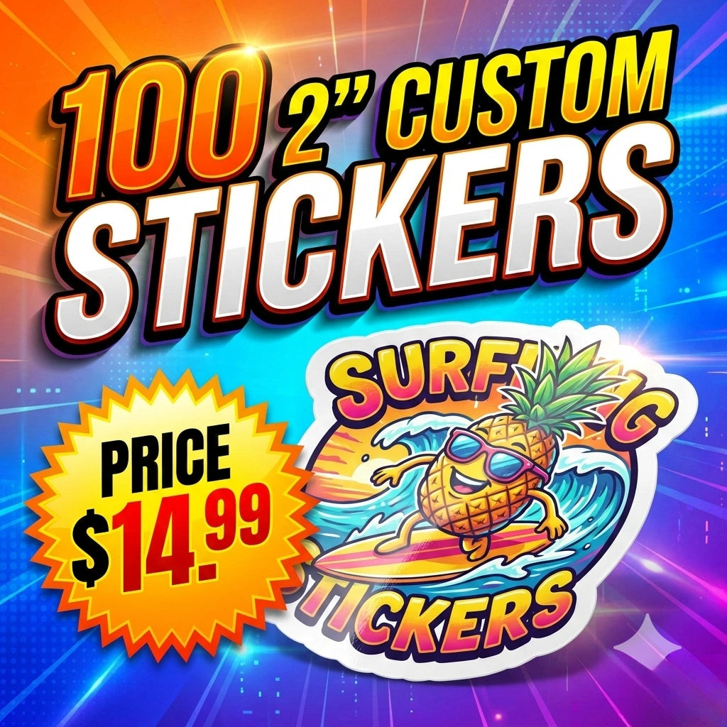 100 2" Gloss Custom Vinyl Stickers