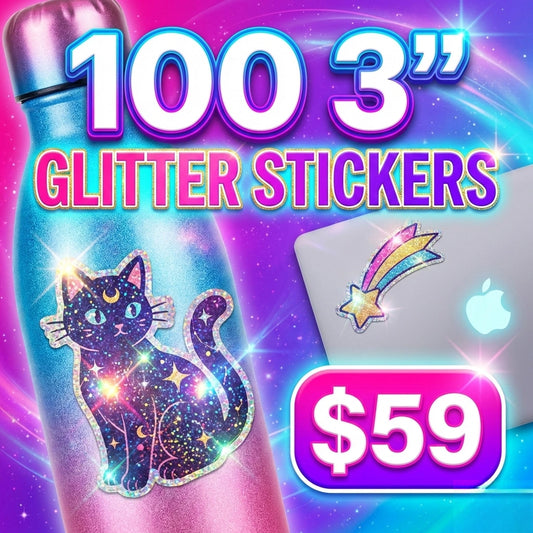 100 3.0" Custom Glitter Stickers