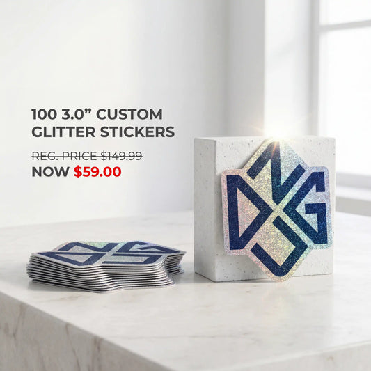 100 3.0" Custom Glitter Stickers