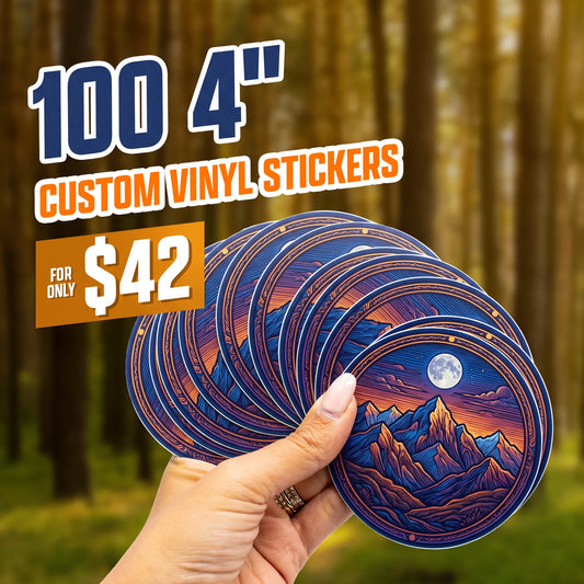 100 Pcs 4.0" Custom Vinyl Stickers 
