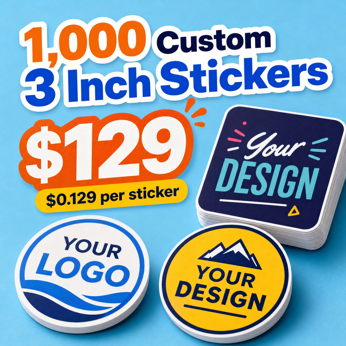 1,000 Custom 3 Inch Stickers