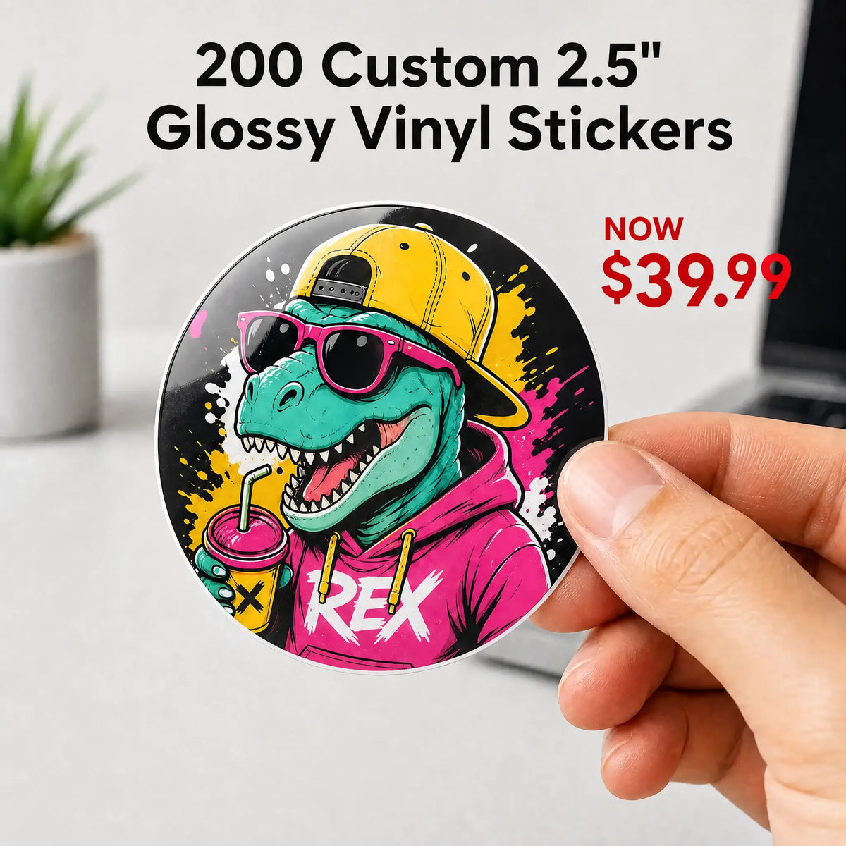 200 Custom 2.5" Glossy Vinyl Stickers
