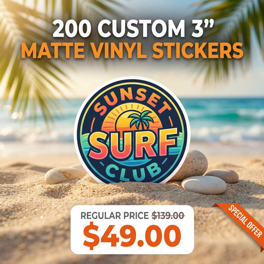 200 Custom 3” Matte Vinyl Stickers