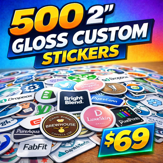 500 2" Gloss Custom Vinyl Stickers