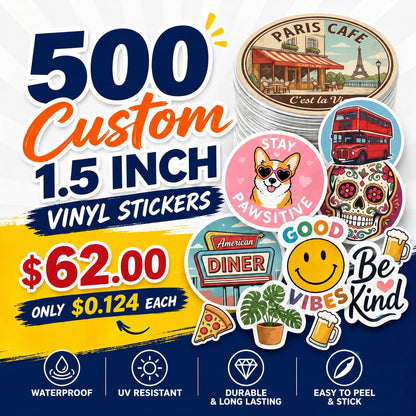 500 Custom 1.5 Inch Stickers