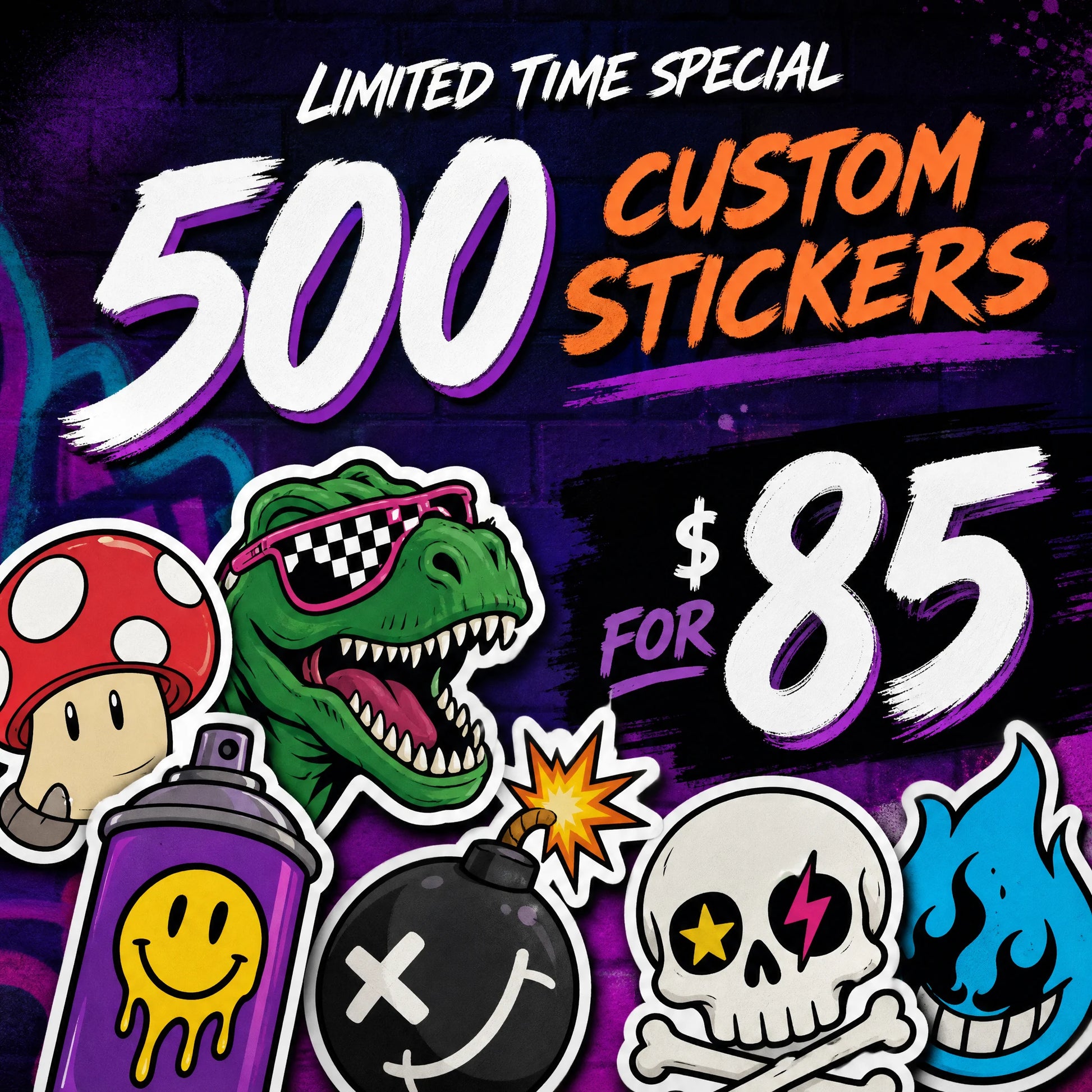 500 Pcs 2.5" Custom Vinyl Stickers