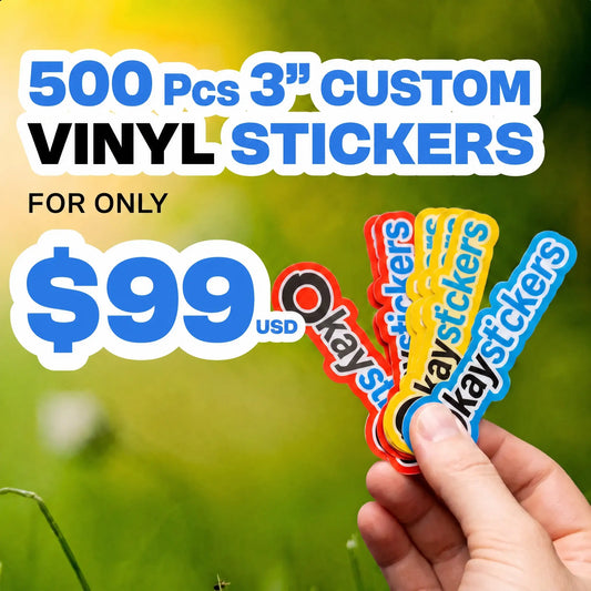 500 Pcs 3" Custom Vinyl Stickers