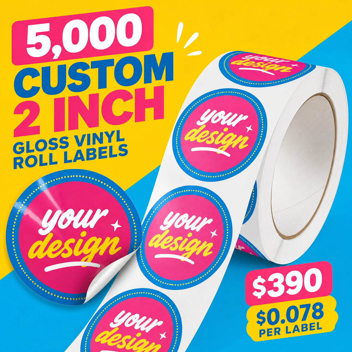 Custom 2 Inch Gloss Vinyl Roll Labels