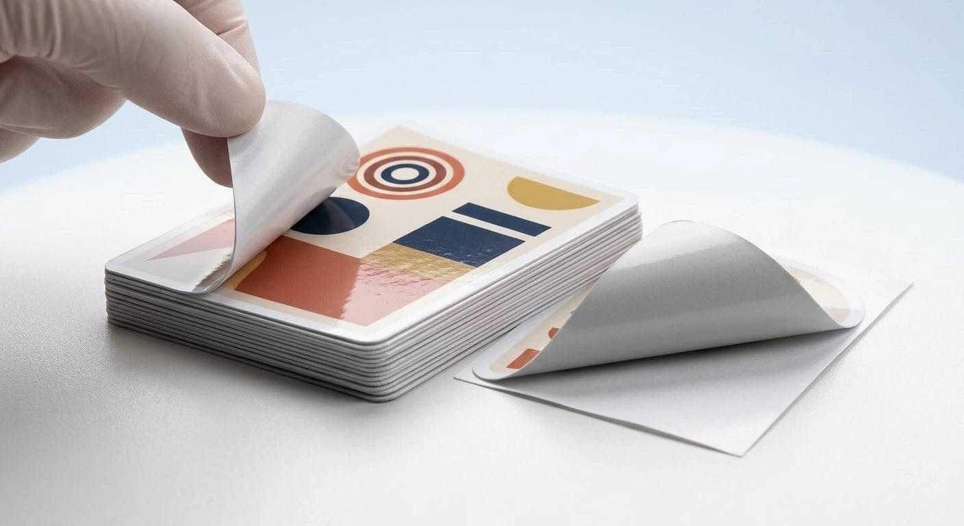 a premium commercial product image showing the quality of vinyl stickers.