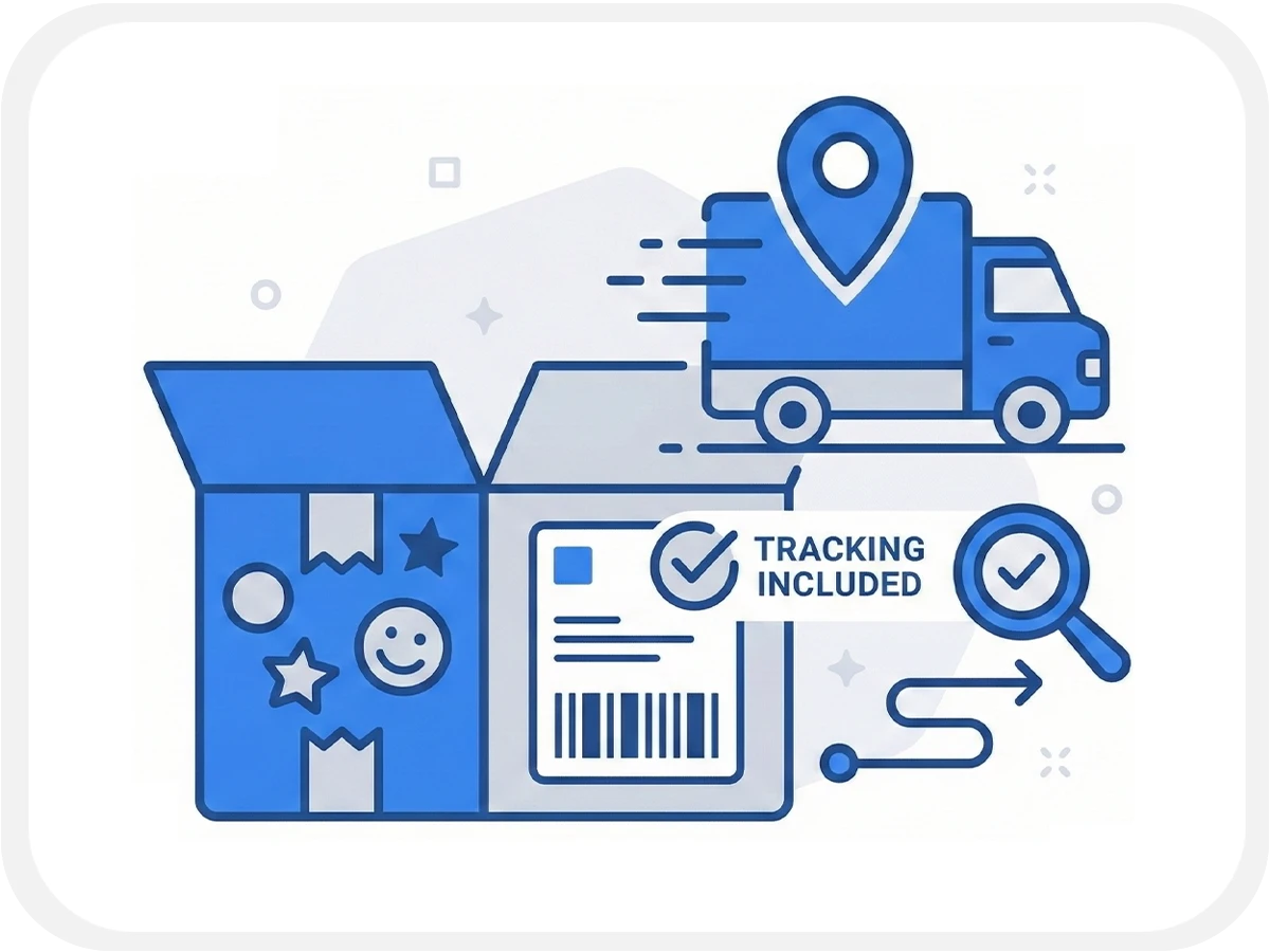 Custom stickers packed and shipped to customers