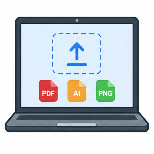 Upload your sticker artwork design in PDF, AI, or PNG format