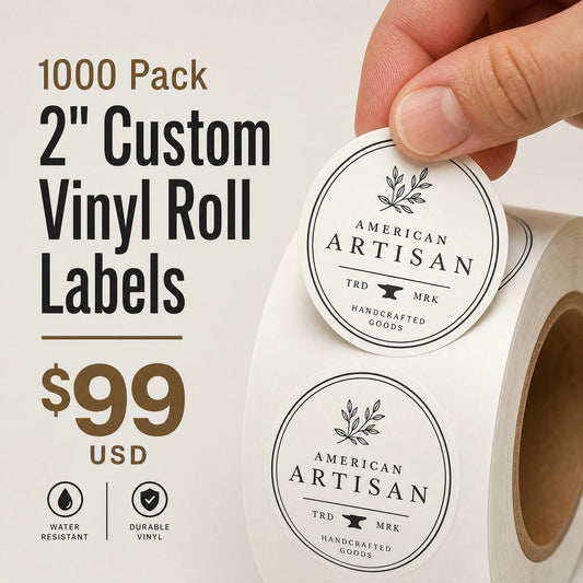1000 Custom 2 Inch Vinyl Roll Labels