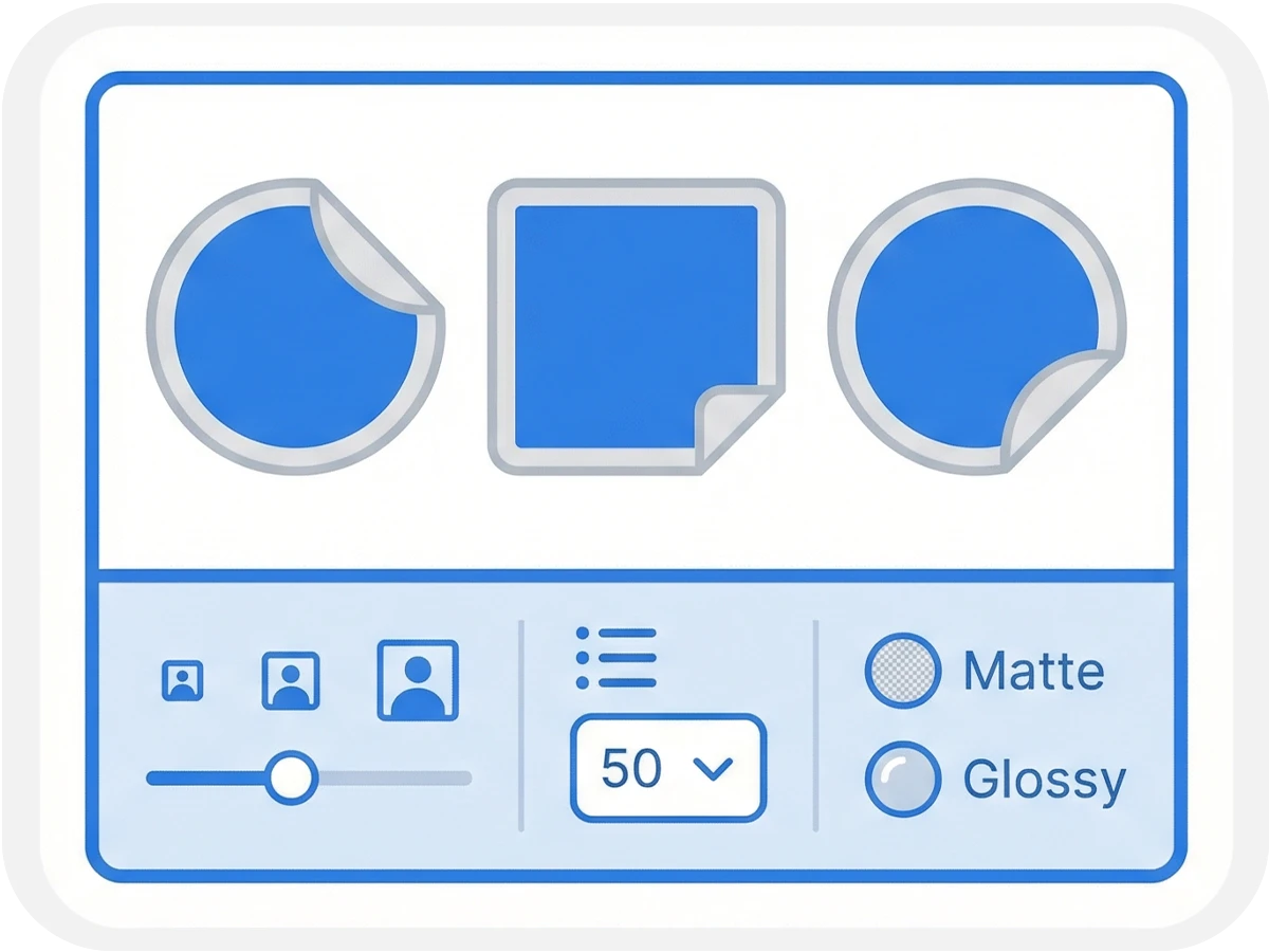 Customize vinyl stickers by choosing size shape finish and quantity