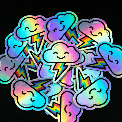 Okaystickers Cute potion bottle holographic stickers with pumpkin and bunny galaxy design – rainbow reflective vinyl decals.