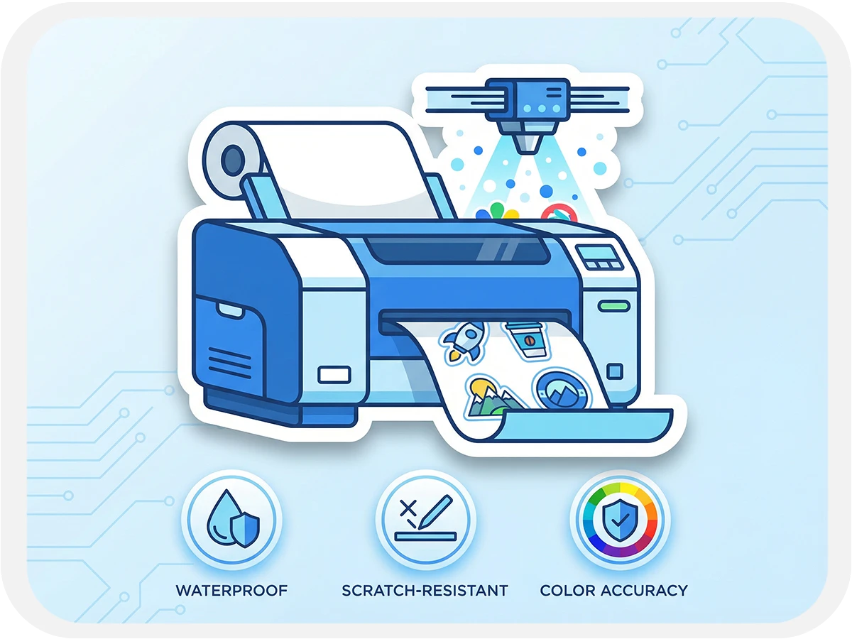 High quality vinyl sticker printing with waterproof and scratch resistant finish